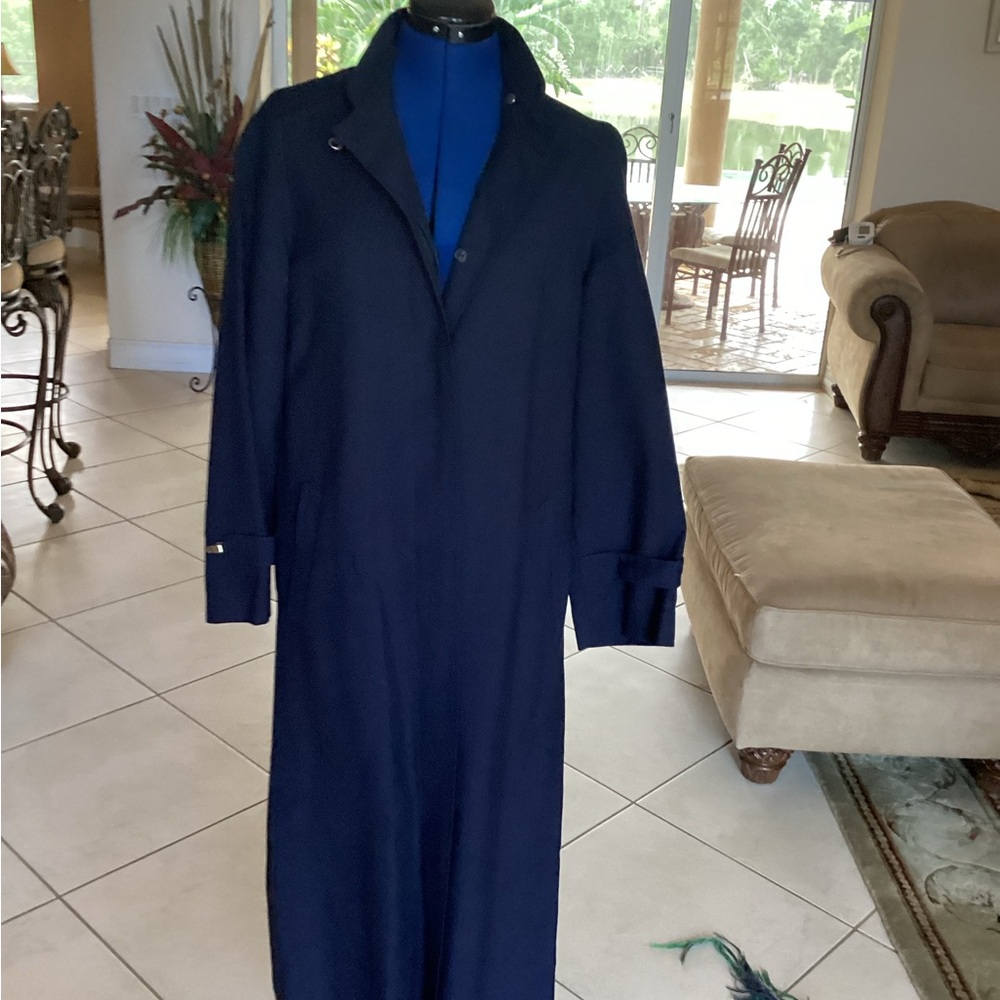 Classic Blue Trench Coat with Notched Lapel